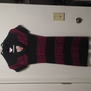 Black and Pink Striped Knit Dress